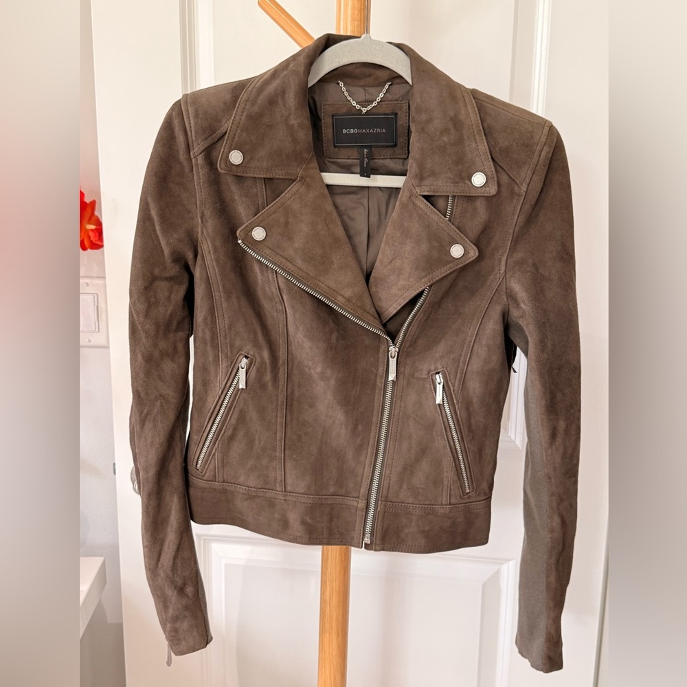BCBGMaxAzria Brown Suede Moto Jacket